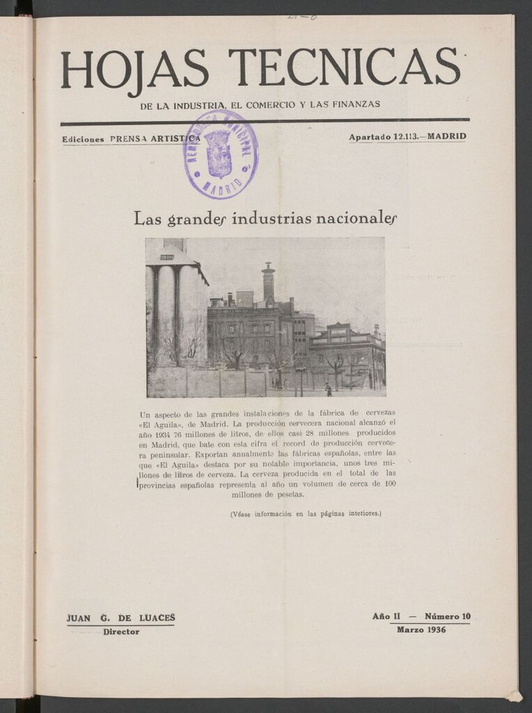 Miniatura de Hojas técnicas de la industria, el comercio y las finanzas de marzo de 1936