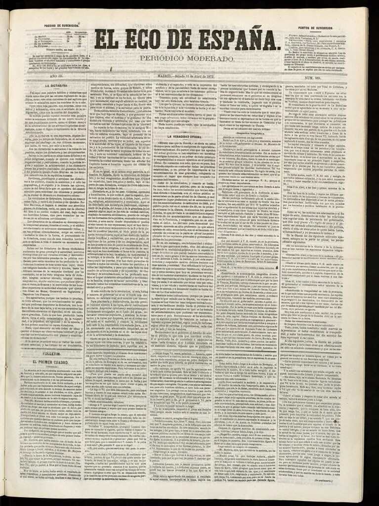 Miniatura de El Eco de España del 13 de abril de 1872