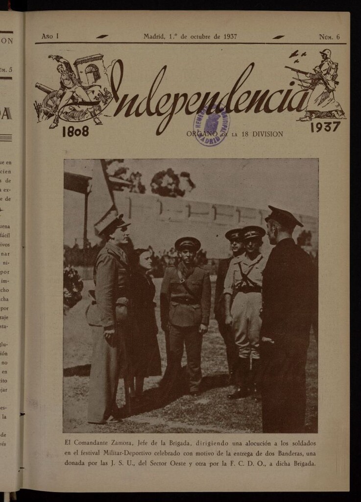 Miniatura de Independencia : 1808-1937 : Órgano de la 18 Divisióndel 1 de octubre de 1937