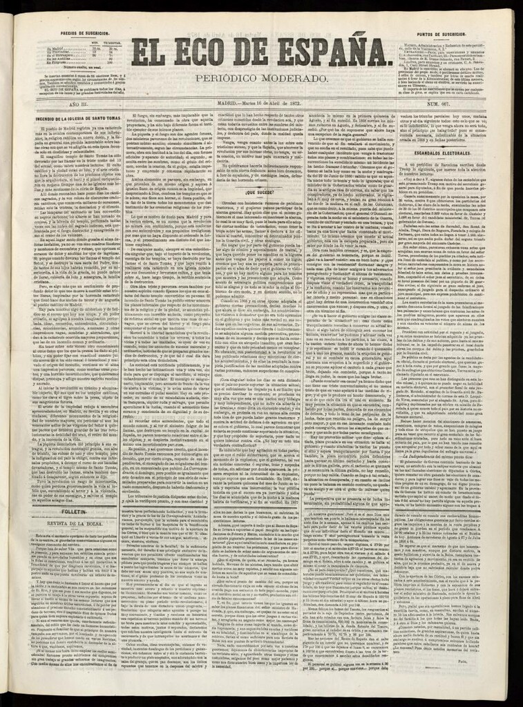 Miniatura de El Eco de España del 16 de abril de 1872