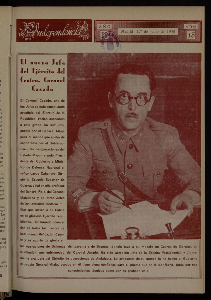 Miniatura de Independencia : 1808-1937 : Órgano de la 18 División del 1 de junio de 1938