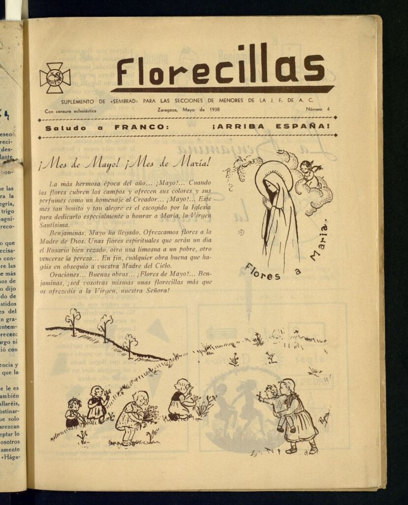 Miniatura de Florecillas : suplemento de "Sembrad" para las secciones de menores de J.F. de A.C. de mayo de 1938