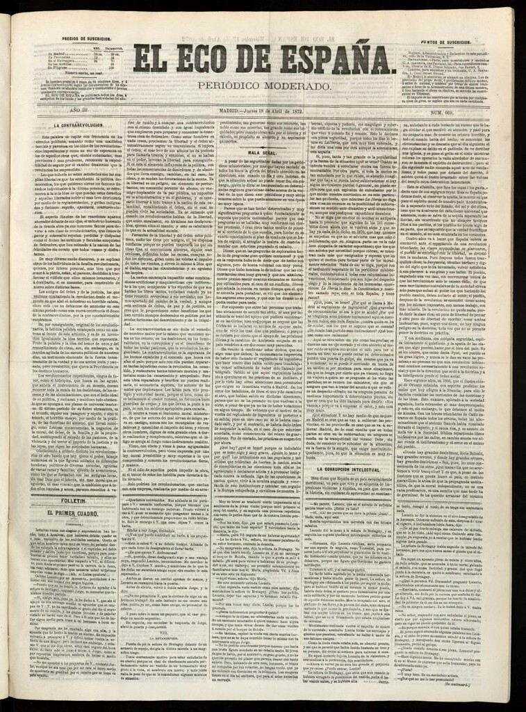Miniatura de El Eco de España del 18 de abril de 1872