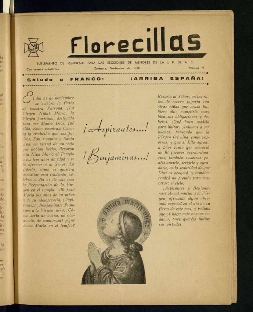 Miniatura de Florecillas : suplemento de "Sembrad" para las secciones de menores de J.F. de A.C. de noviembre de 1938