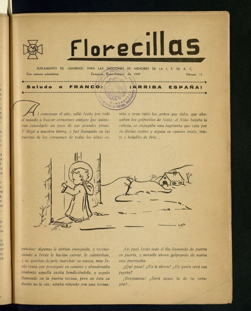 Miniatura de Florecillas : suplemento de "Sembrad" para las secciones de menores de J.F. de A.C. de enero-febrero de 1939