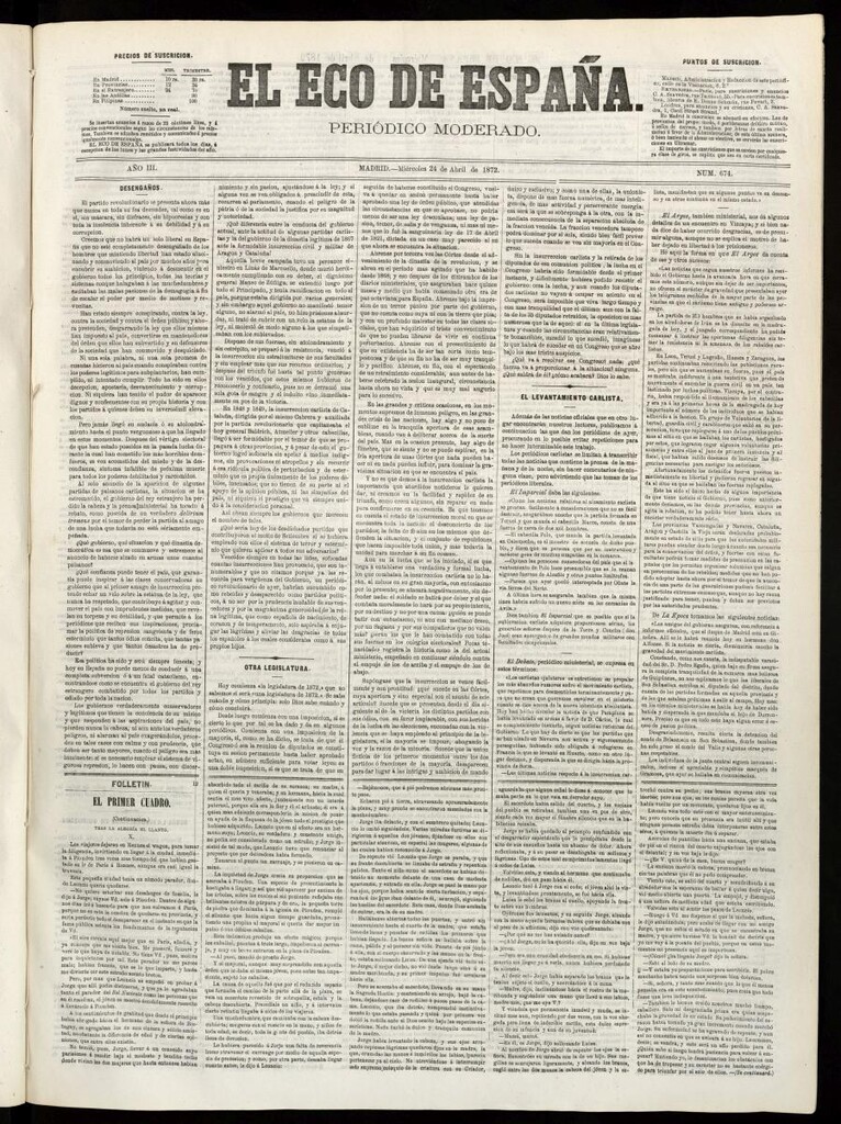 Miniatura de El Eco de España del 24 de abril de 1872