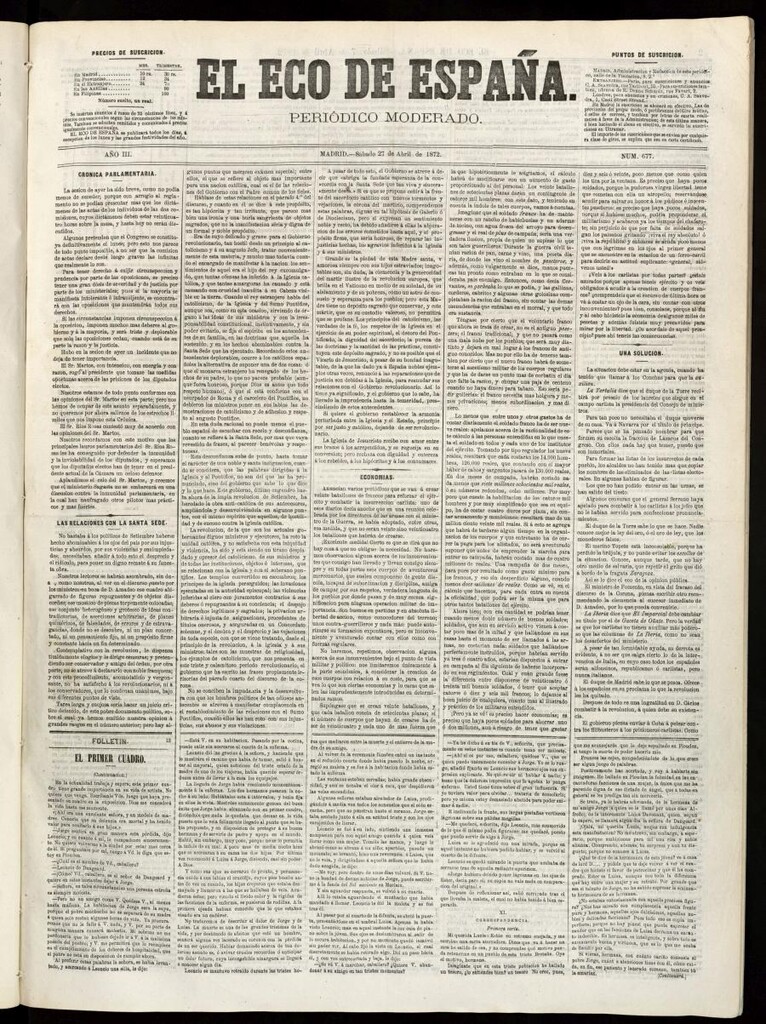 Miniatura de El Eco de España del 27 de abril de 1872