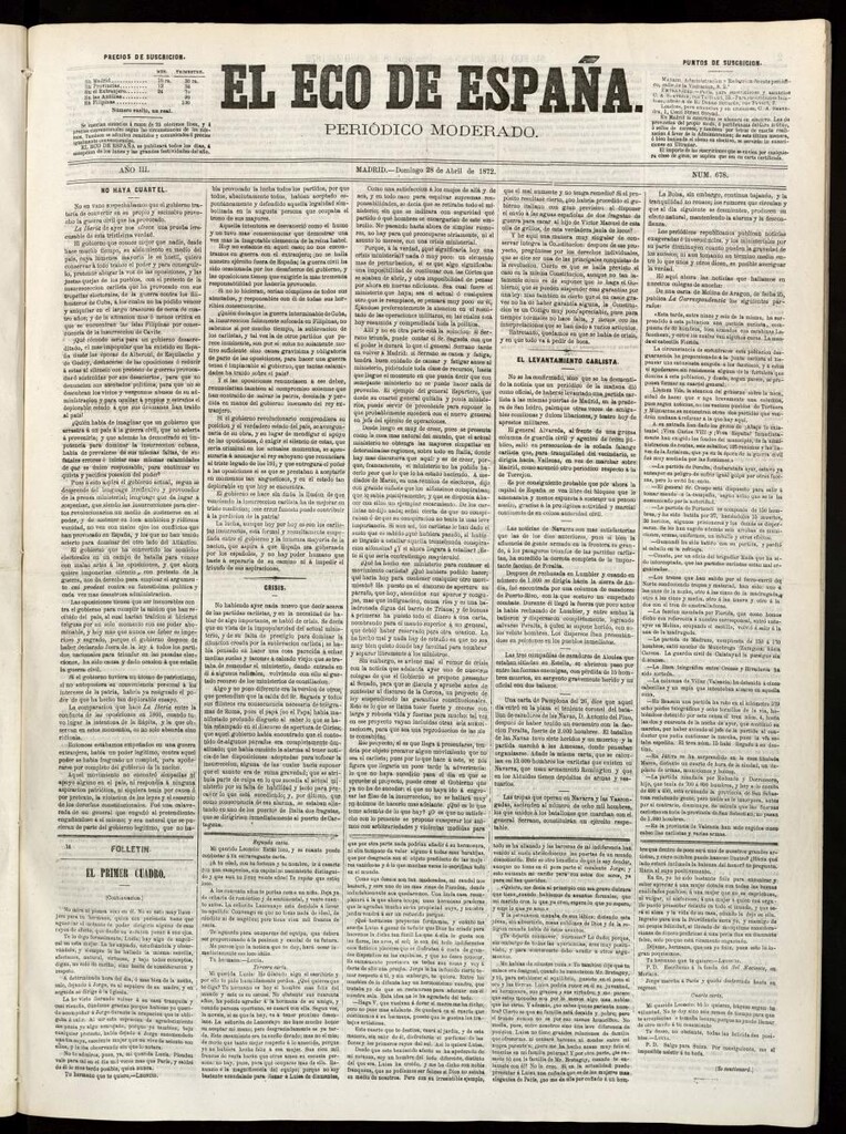Miniatura de El Eco de España del 28 de abril de 1872