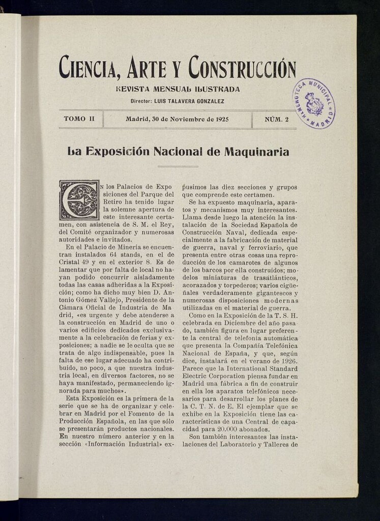 Miniatura de Ciencia, Arte y Construcción: revista mensual ilustrada del 30 de noviembre de 1925