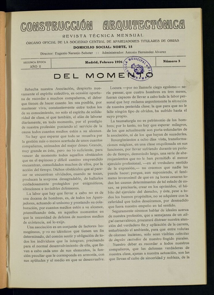 Miniatura de Construcción arquitectónica: revista técnica mensual de febrero de 1926