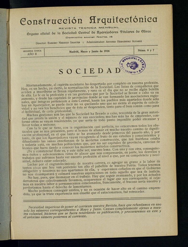 Miniatura de Construcción arquitectónica: revista técnica mensual de mayo y junio de 1926