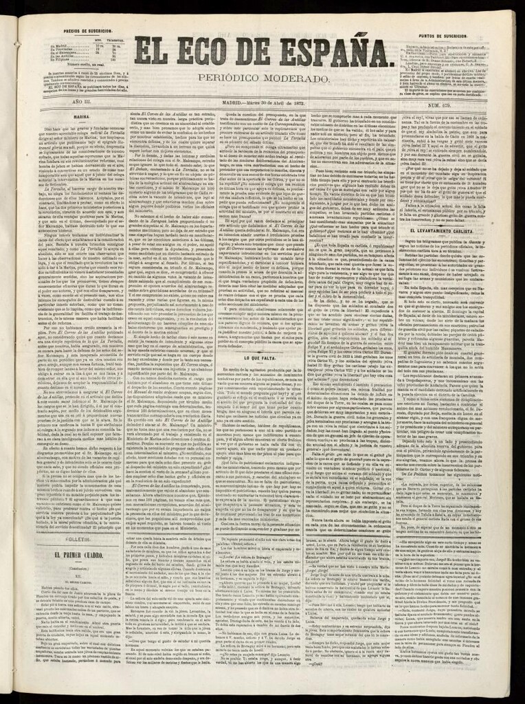 Miniatura de El Eco de España del 30 de abril de 1872