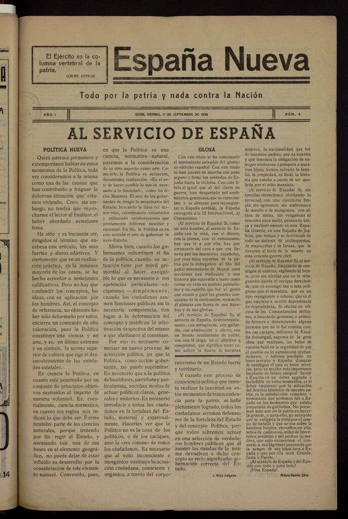 Miniatura de España nueva : todo por la patria y nada contra la Nación del 11 de septiembre de 1936