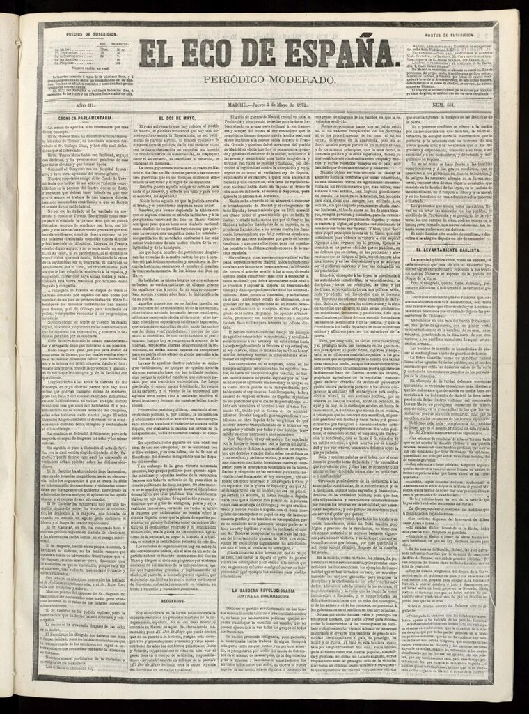 Miniatura de El Eco de España del 2 de mayo de 1872