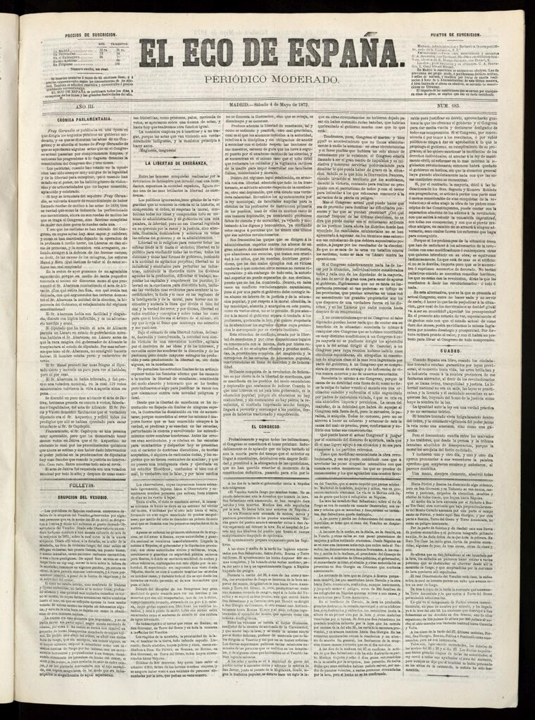 Miniatura de El Eco de España del 4 de mayo de 1872
