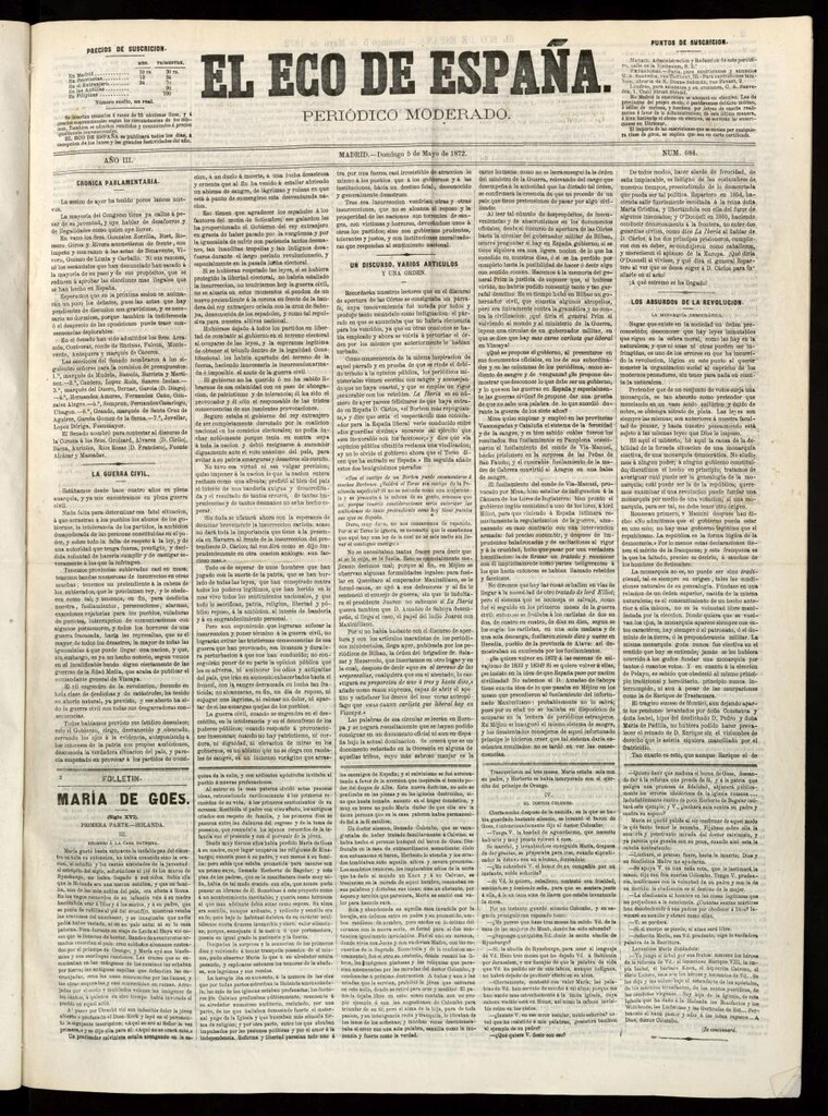 Miniatura de El Eco de España del 5 de mayo de 1872