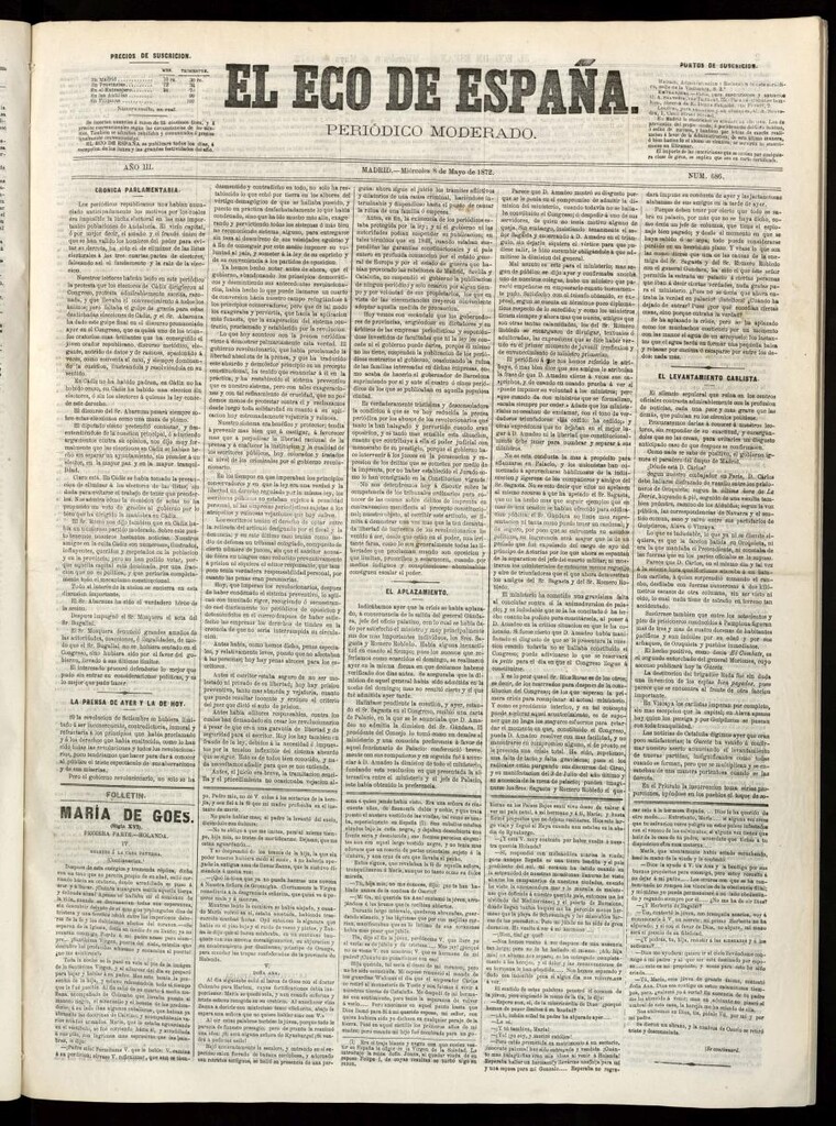 Miniatura de El Eco de España del 8 de mayo de 1872