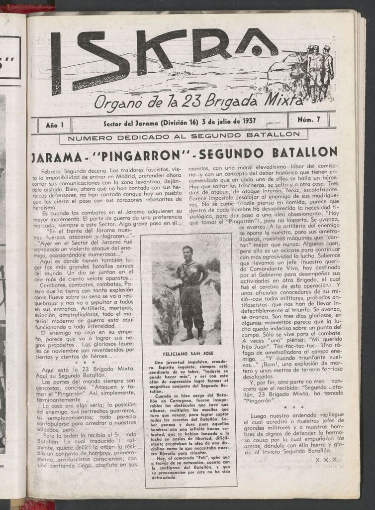Miniatura de Iskra : órgano de la 23 Brigada Mixta del 3 de julio de 1937