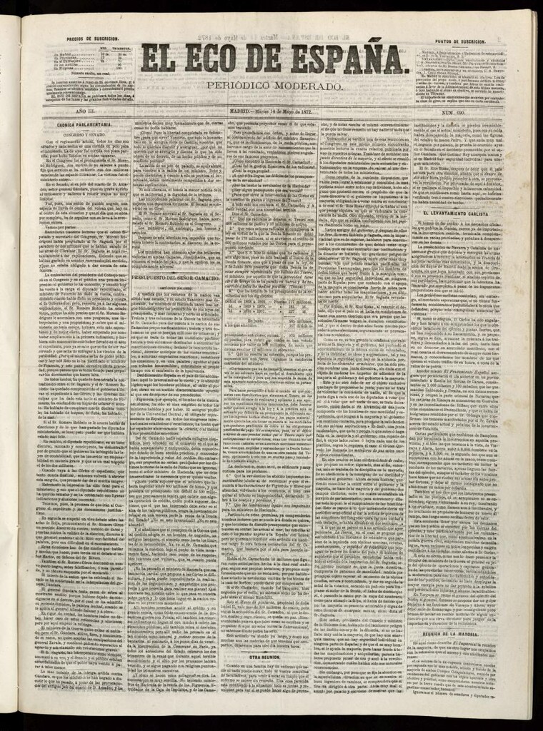Miniatura de El Eco de España del 14 de mayo de 1872