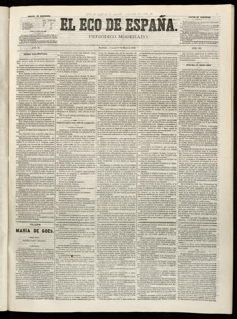 Miniatura de El Eco de España del 17 de mayo de 1872