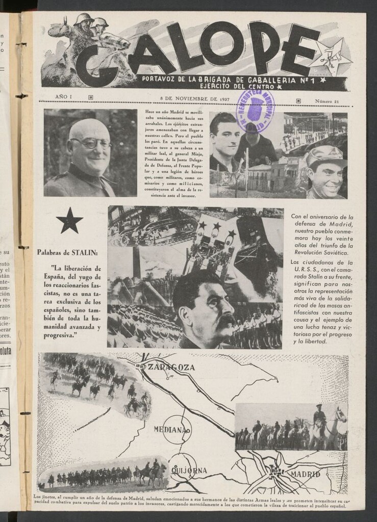 Miniatura de Galope : portavoz del Regimiento de Caballería del Ejercito del Centro del 8 de noviembre de 1937