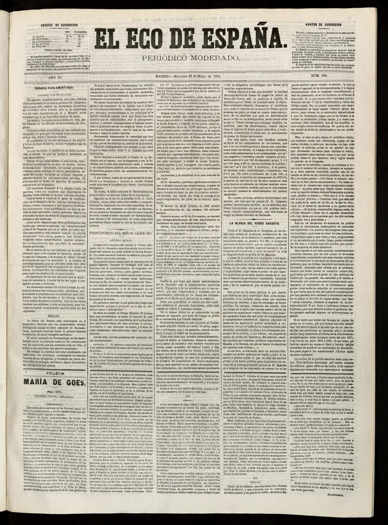 Miniatura de El Eco de España del 22 de mayo de 1872