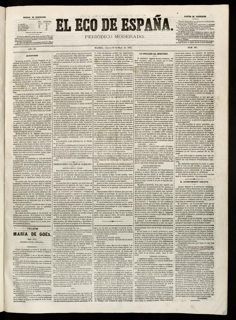 Miniatura de El Eco de España del 23 de mayo de 1872