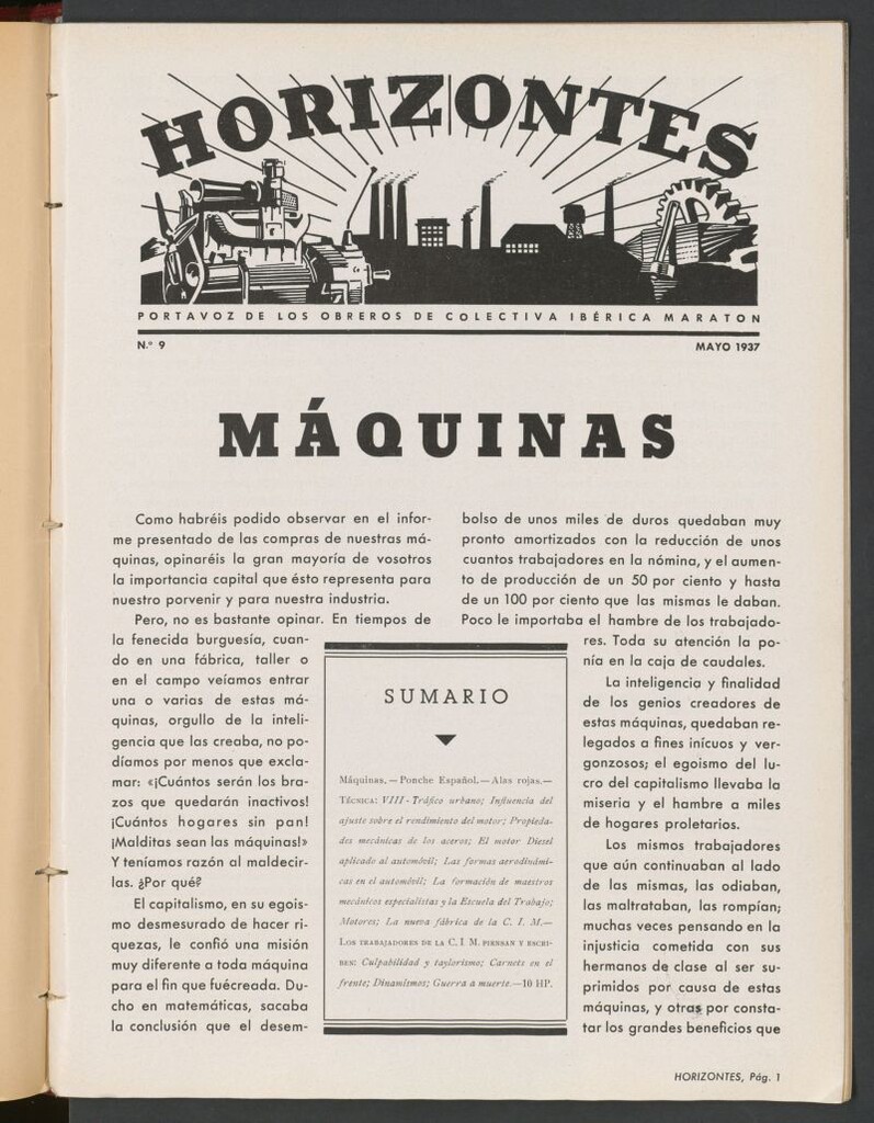 Miniatura de Horizontes : portavoz de los obreros de General Motors de mayo de 1937