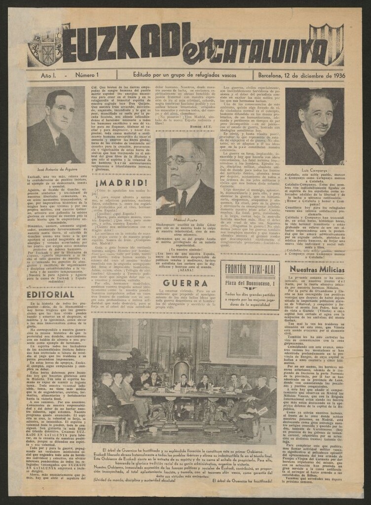 Miniatura de Euzkadi en Catalunya del 12 de diciembre de 1936