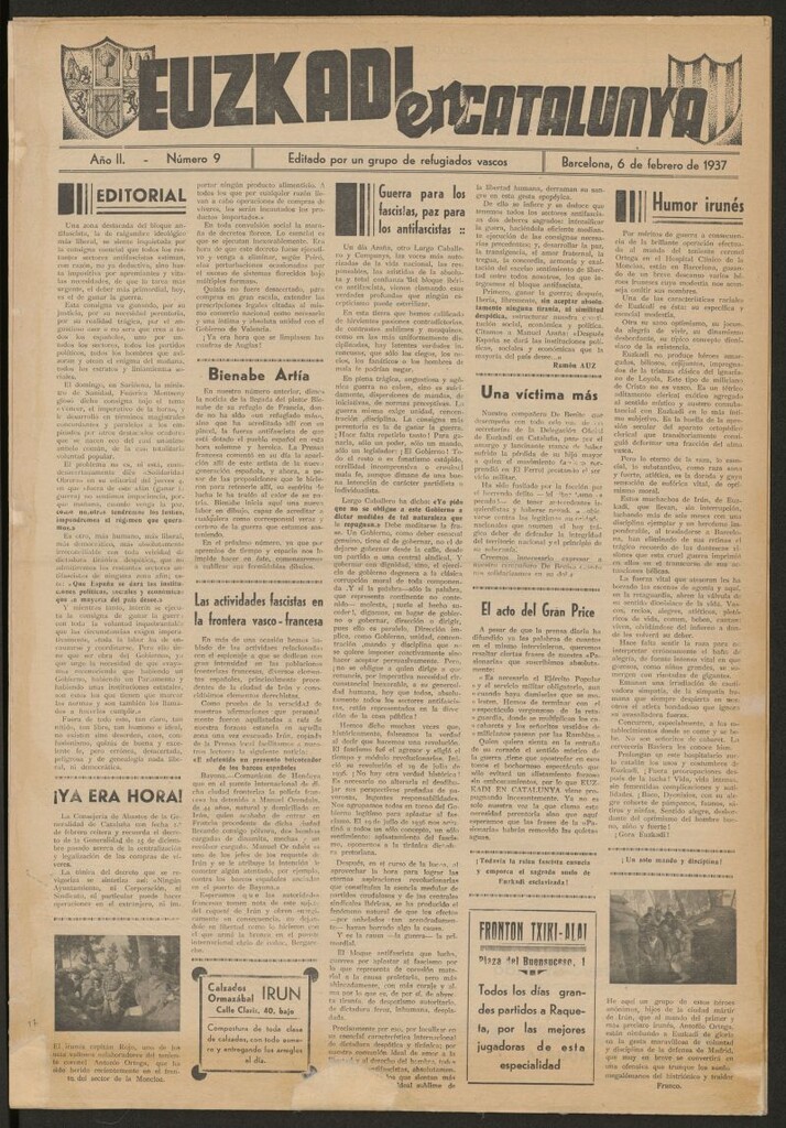 Miniatura de Euzkadi en Catalunya del 6 de febrero de 1937