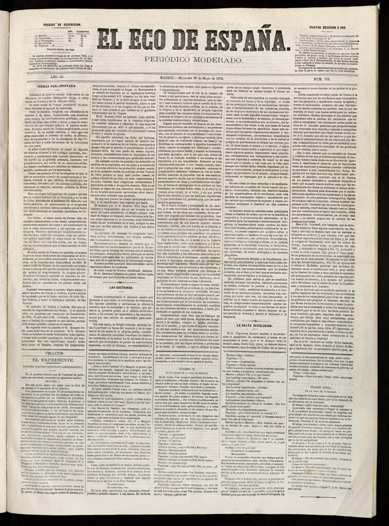Miniatura de El Eco de España del 29 de mayo de 1872