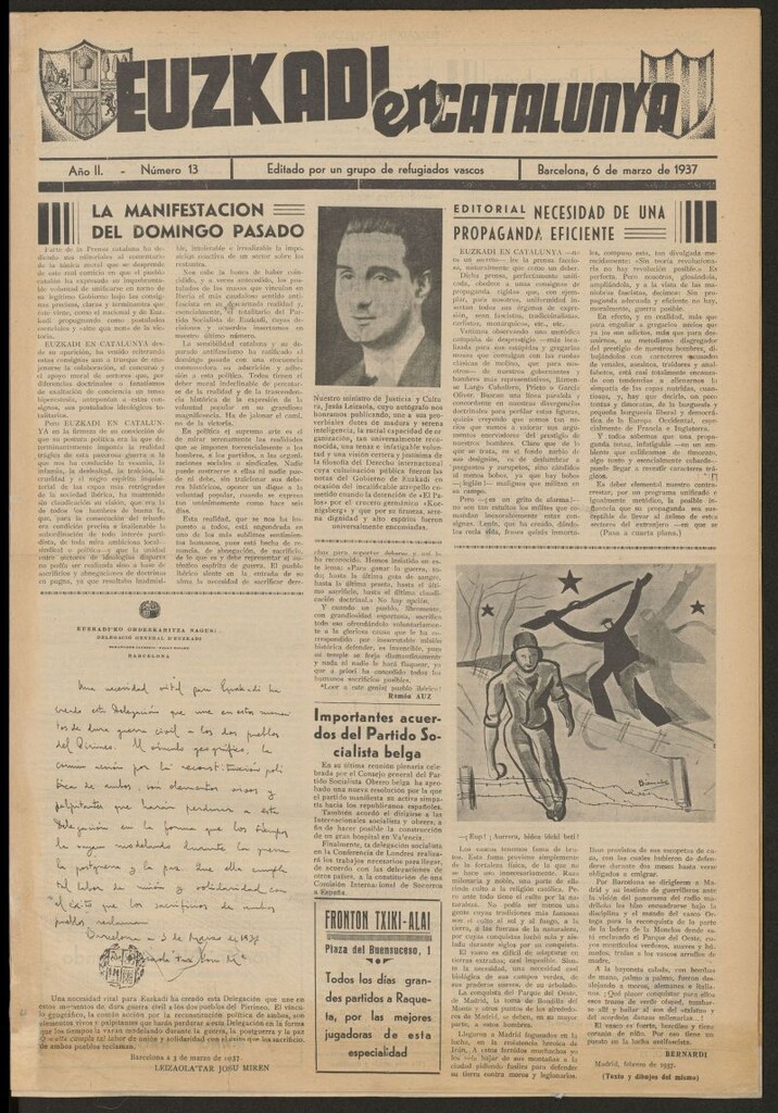 Miniatura de Euzkadi en Catalunya del 6 de marzo de 1937