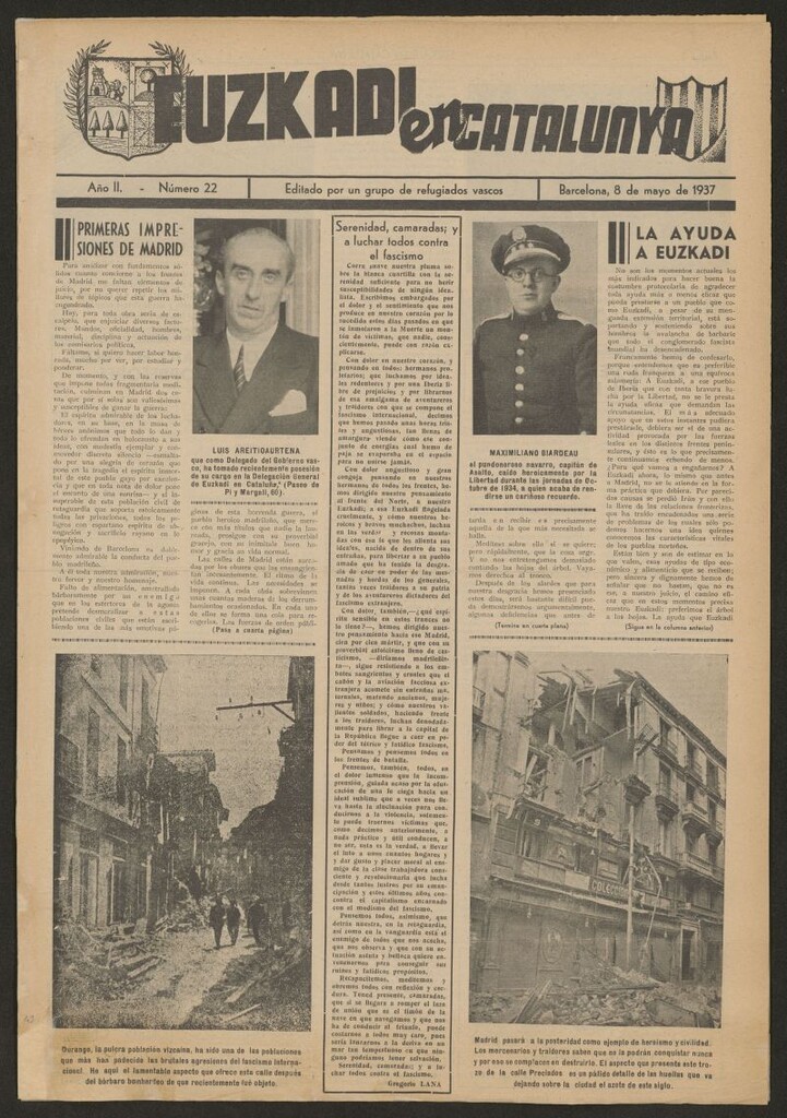 Miniatura de Euzkadi en Catalunya del 8 de mayo de 1937