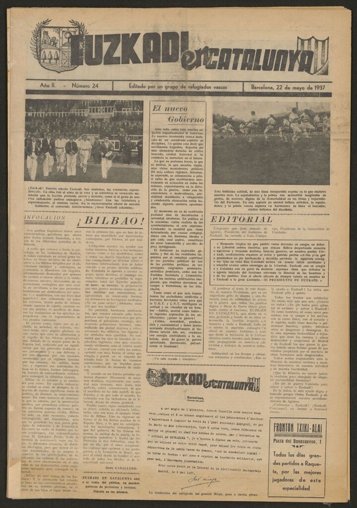 Miniatura de Euzkadi en Catalunya del 22 de mayo de 1937