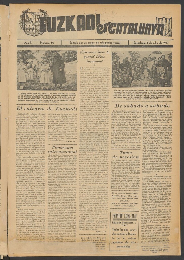 Miniatura de Euzkadi en Catalunya del 3 de julio de 1937