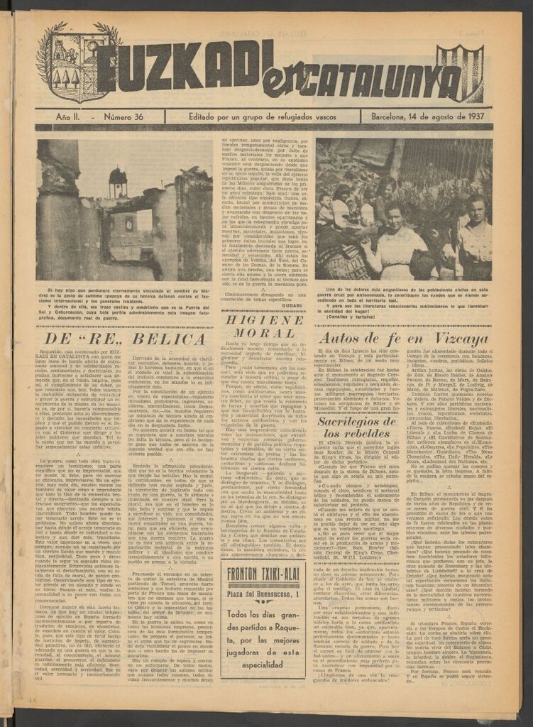Miniatura de Euzkadi en Catalunya del 14 de agosto de 1937