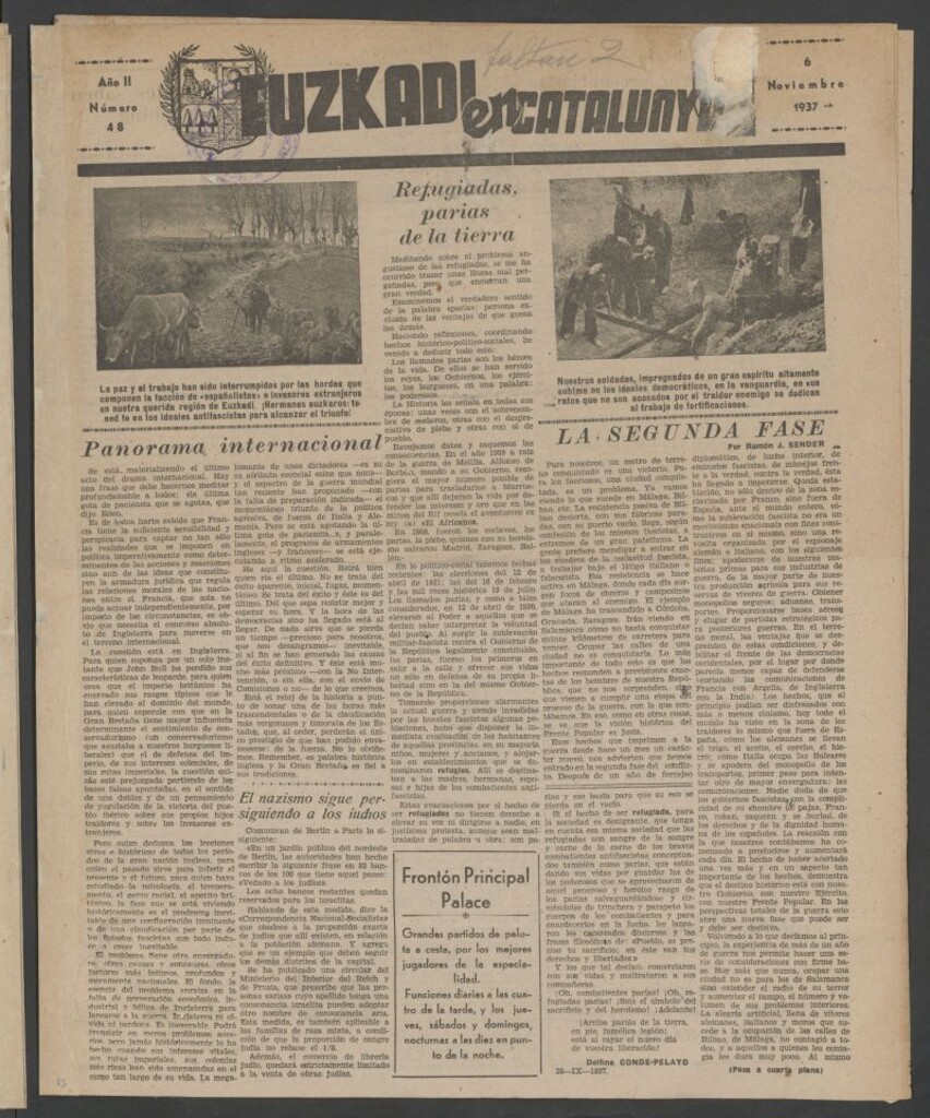 Miniatura de Euzkadi en Catalunya del 6 de noviembre de 1937