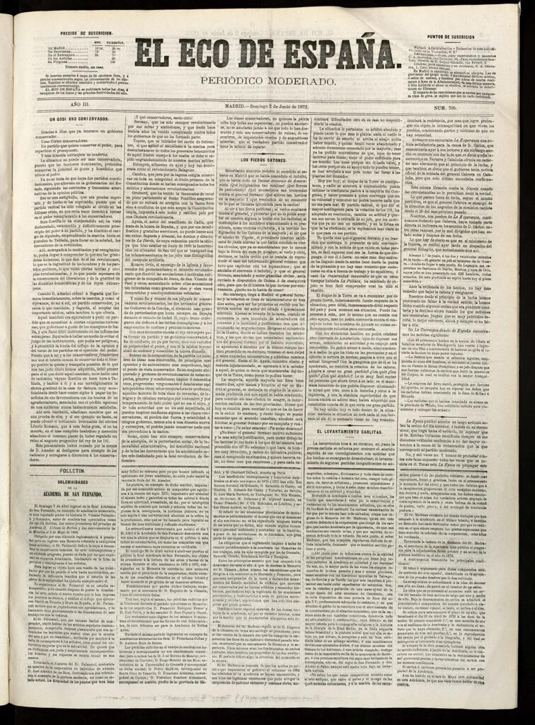 Miniatura de El Eco de España del 2 de junio de 1872
