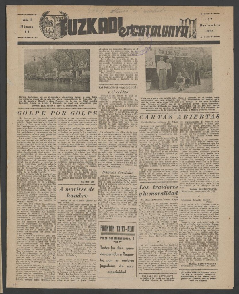 Miniatura de Euzkadi en Catalunya del 27 de noviembre de 1937