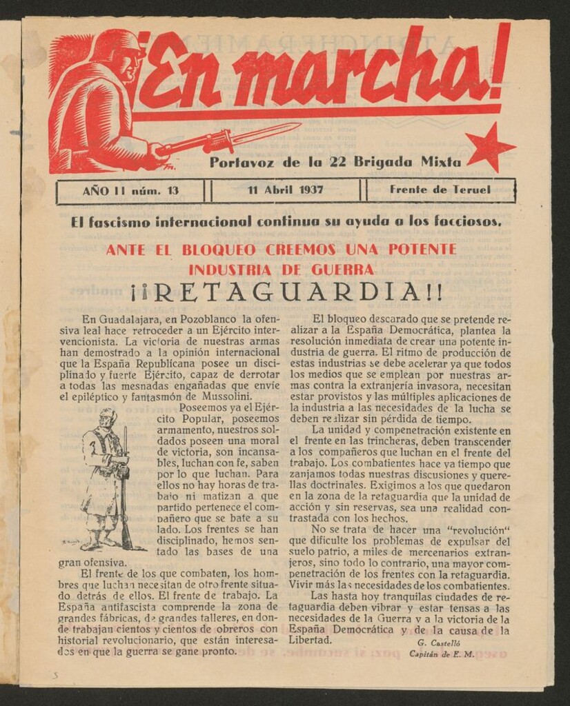 Miniatura de ¡En marcha! : portavoz de la 22 Brigada Mixta del 11 de abril de 1937