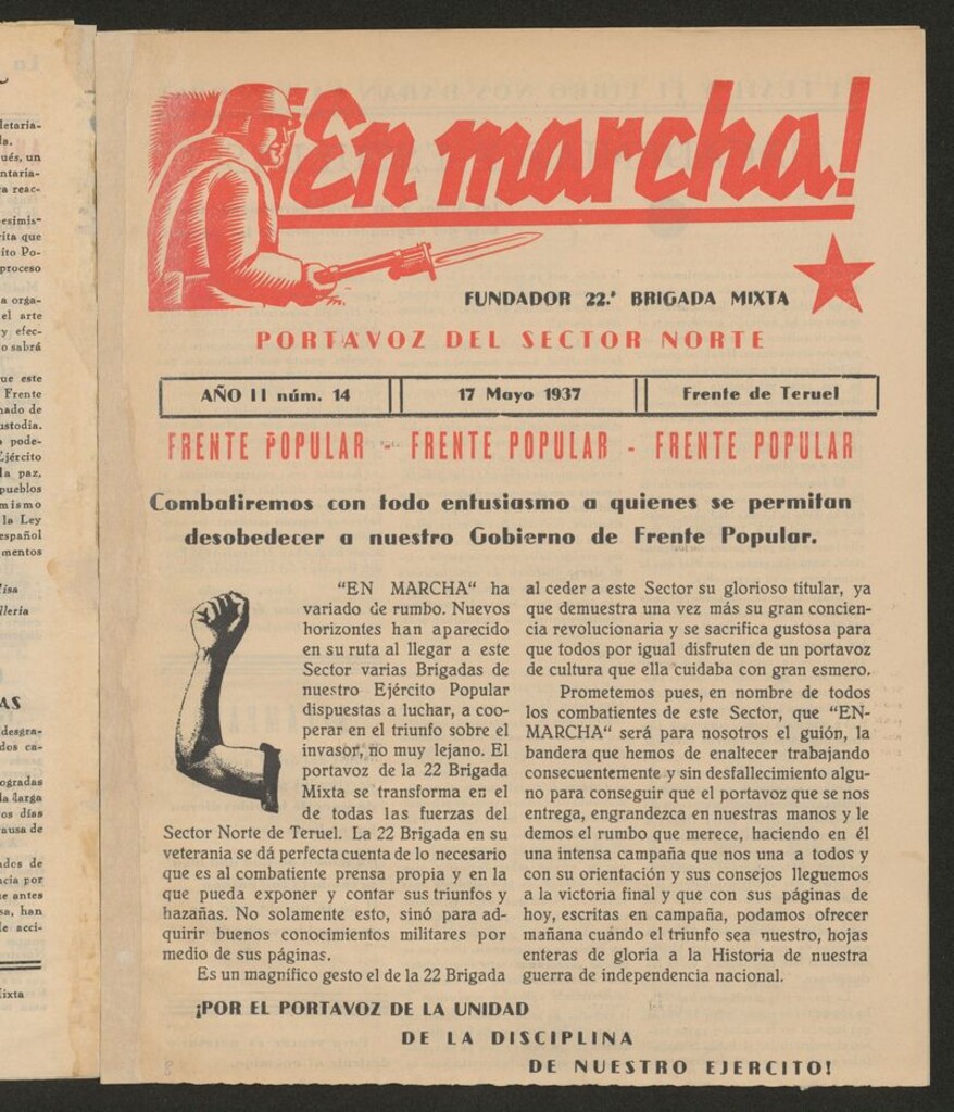 Miniatura de ¡En marcha! : portavoz de la 22 Brigada Mixta del 17 de mayo de 1937