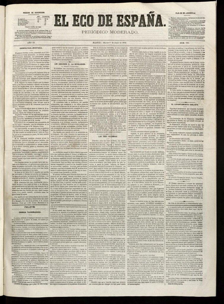 Miniatura de El Eco de España del 4 de junio de 1872