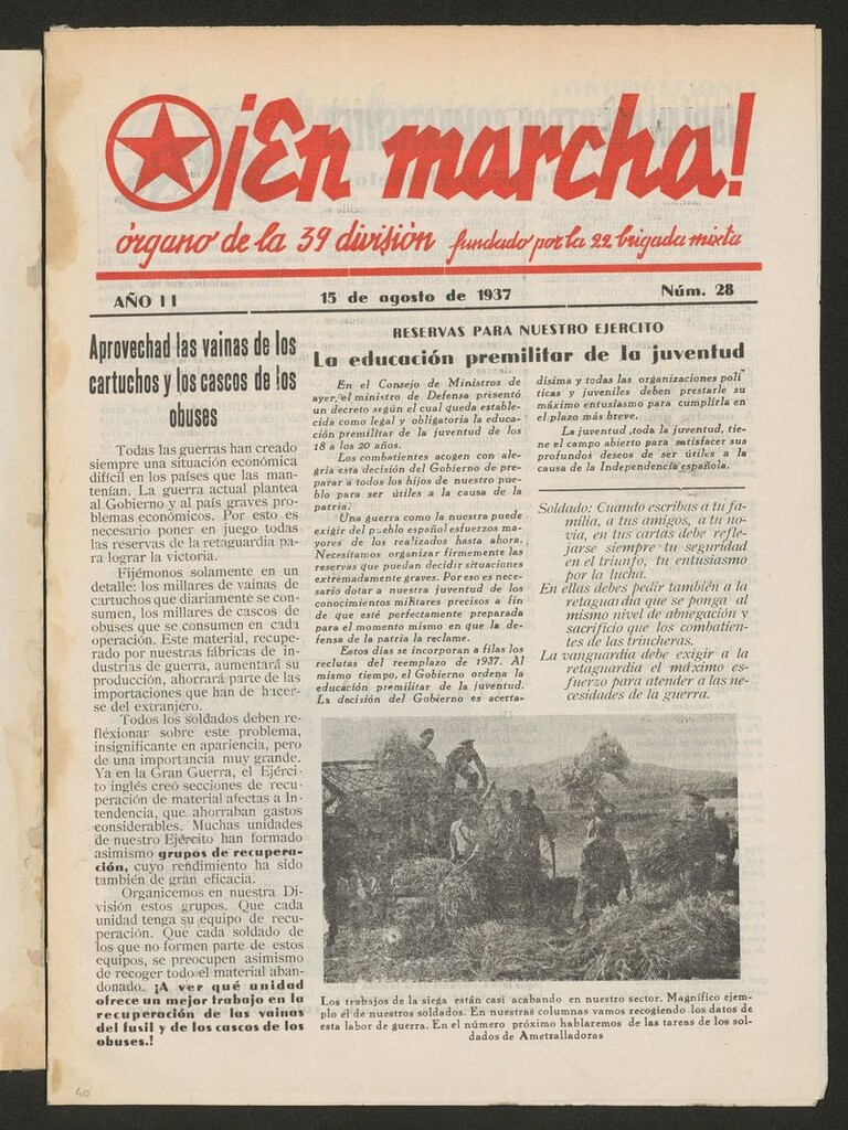 Miniatura de ¡En marcha! : portavoz de la 22 Brigada Mixta del 15 de agosto de 1937