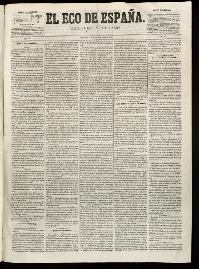Miniatura de El Eco de España del 5 de junio de 1872