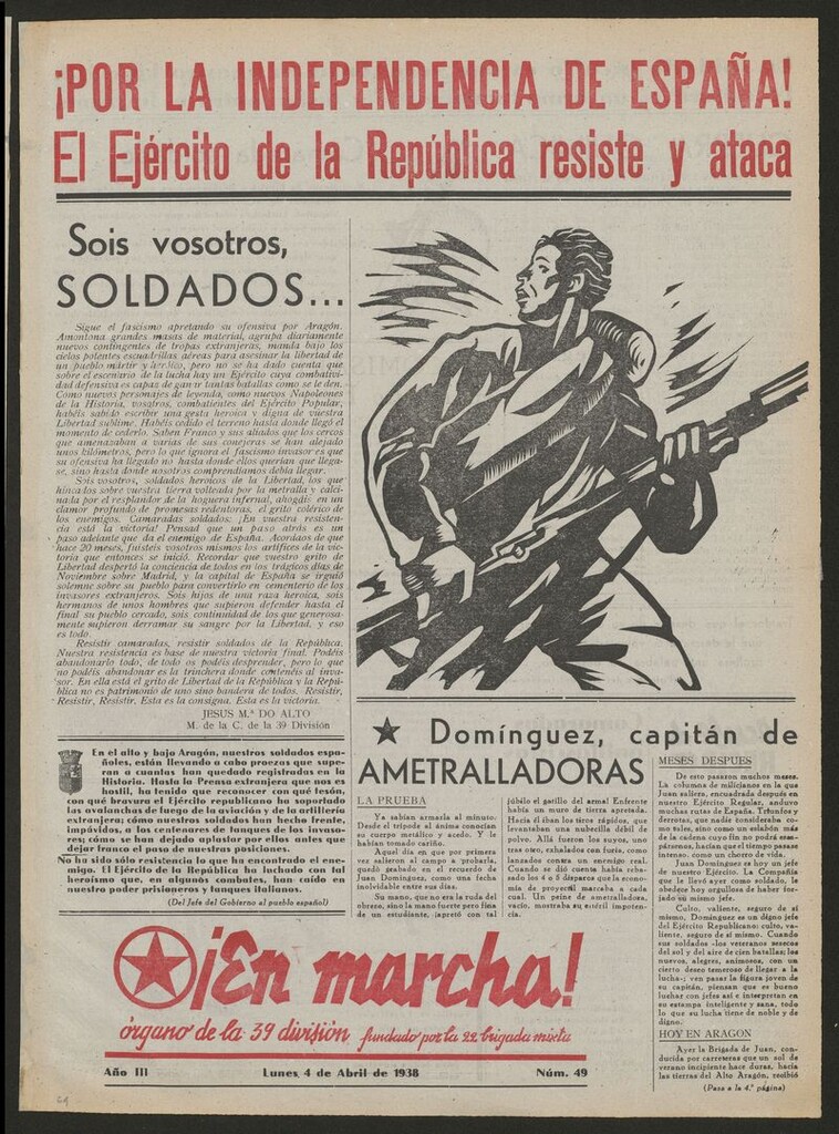 Miniatura de ¡En marcha! : portavoz de la 22 Brigada Mixta del 4 de abril de 1938