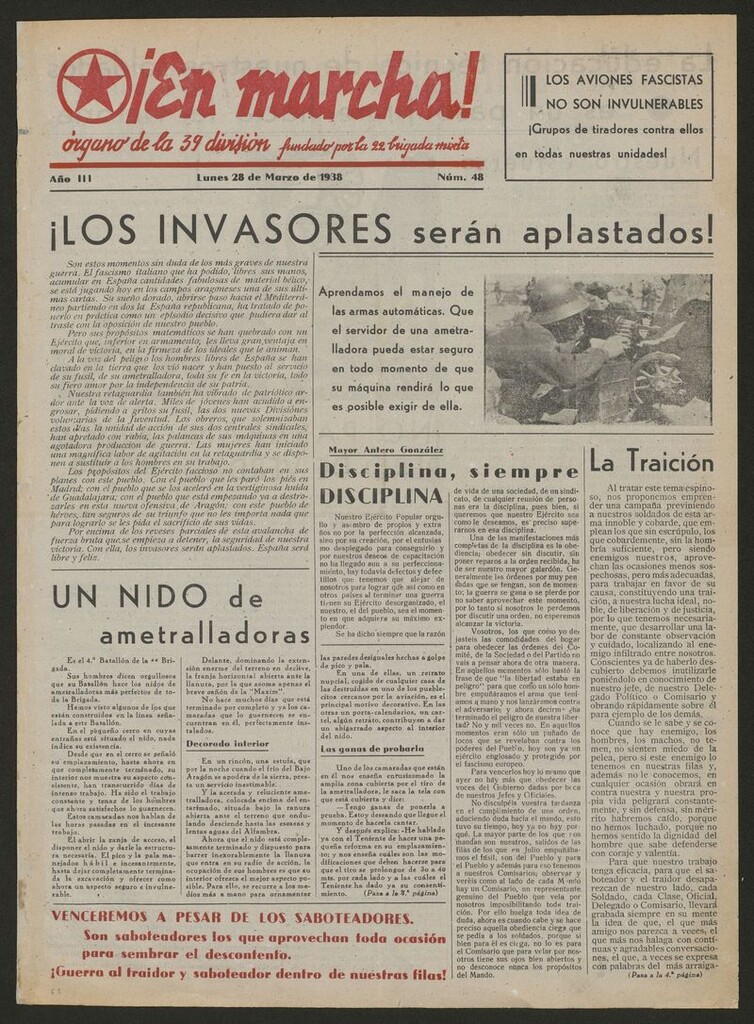 Miniatura de ¡En marcha! : portavoz de la 22 Brigada Mixta del 28 de marzo de 1938