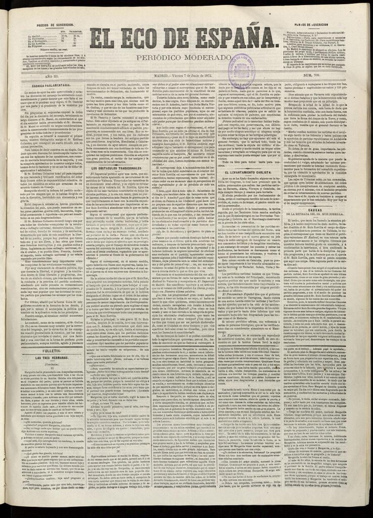 Miniatura de El Eco de España del 7 de junio de 1872