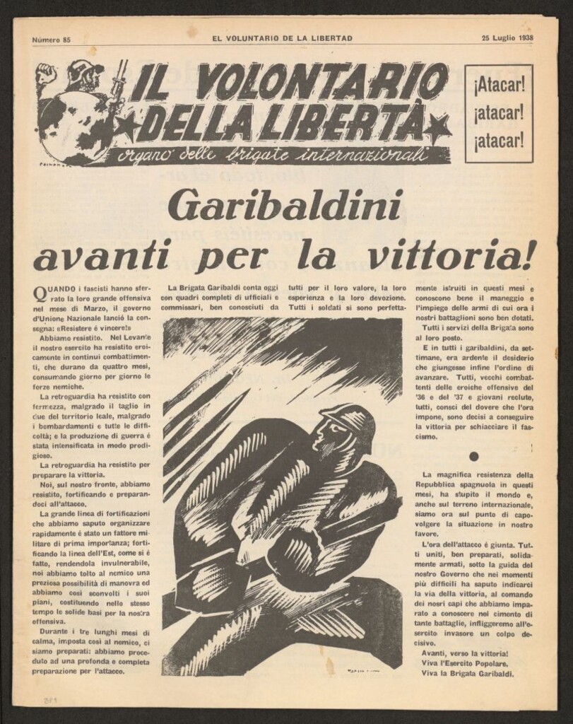 Miniatura de Il volontario della libertá : organe delle Brigade Internazionale. 25 Luglio 1938