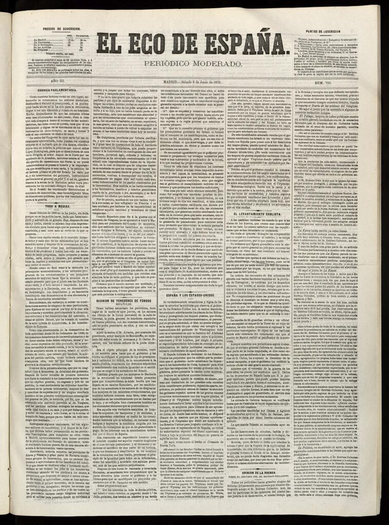 Miniatura de El Eco de España del 8 de junio de 1872