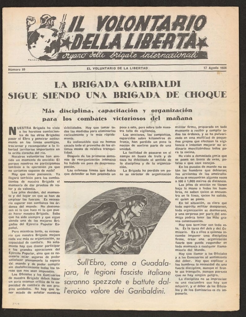 Miniatura de Il volontario della libertá : organe delle Brigade Internazionale. 17 Agosto 1938